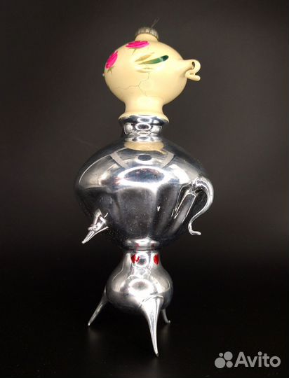 Ёлочная игрушка Самовар большой СССР с коробкой