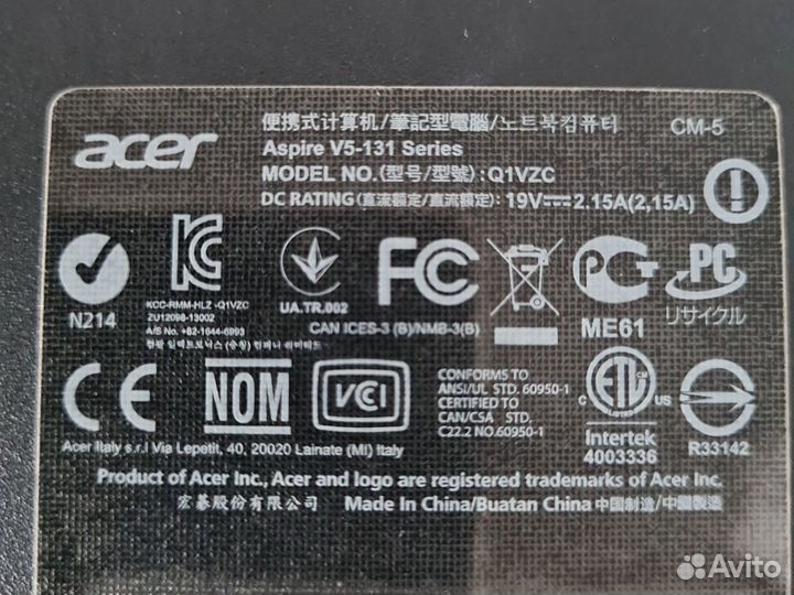 Ноутбук acer aspire v5 - 131