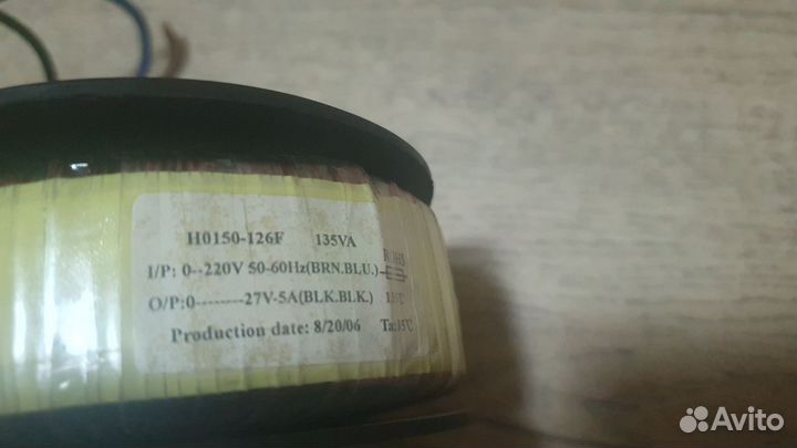 Тороидальный трансформатор 135 va, 27в, 5а