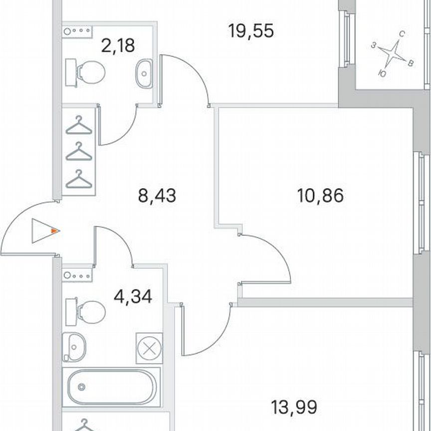 2-к. квартира, 64,7 м², 1/4 эт.