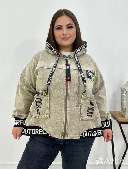 Куртка с капюшоном, Korean, женская, размер до 62