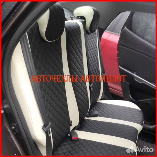 Чехлы Автопилот Kia Rio 3 Sd из экокожи бело-чёрны