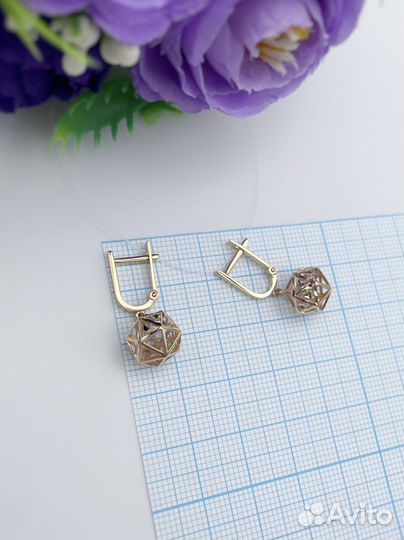 Золотые серьги 585 шары