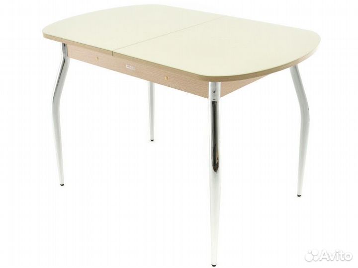 Стол «Ривьера» 120x80 стекло молочный, опоры хром