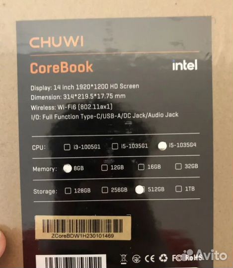 Ноутбоук Chuwi I5 IPS14/8/512ssd Новый