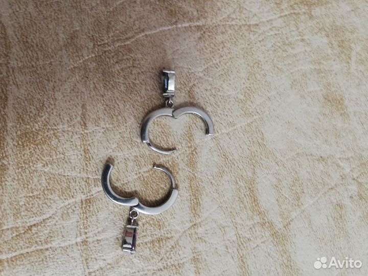 Серьги-кольца (бижутерия с серебряным напылением)