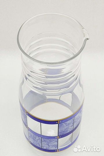 Кувшин стекло с синим рисунком (#690)