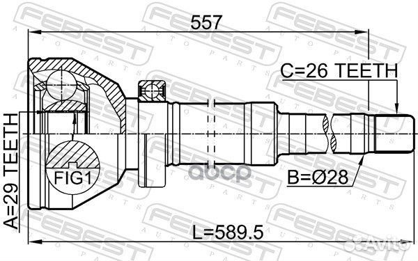 ШРУС внутренний перед прав 2711XC90wdrh Febest