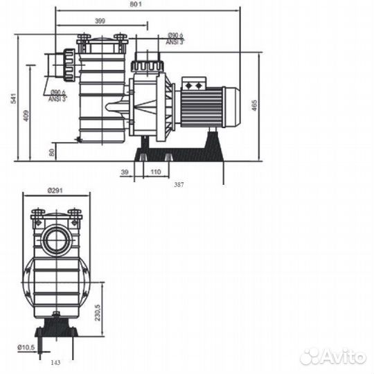 Насос Hayward HCP38453E KAP450 T1 IE3 (380В, 66 м3/ч, 4.5HP)