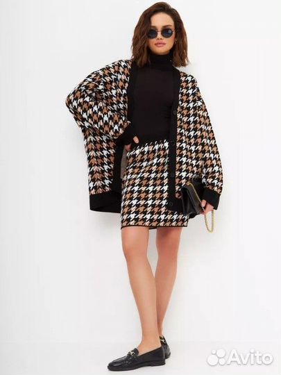 Трикотажный вязаный костюм с юбкой 48-52