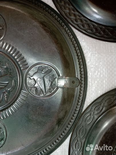 Настенное панно медная тарелка декоративная СССР