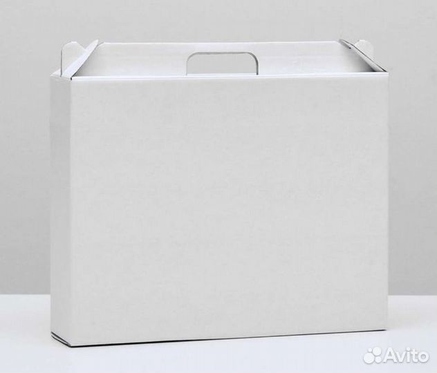 Коробка складная с ручкой белая 34,5 х 8 х 27 см