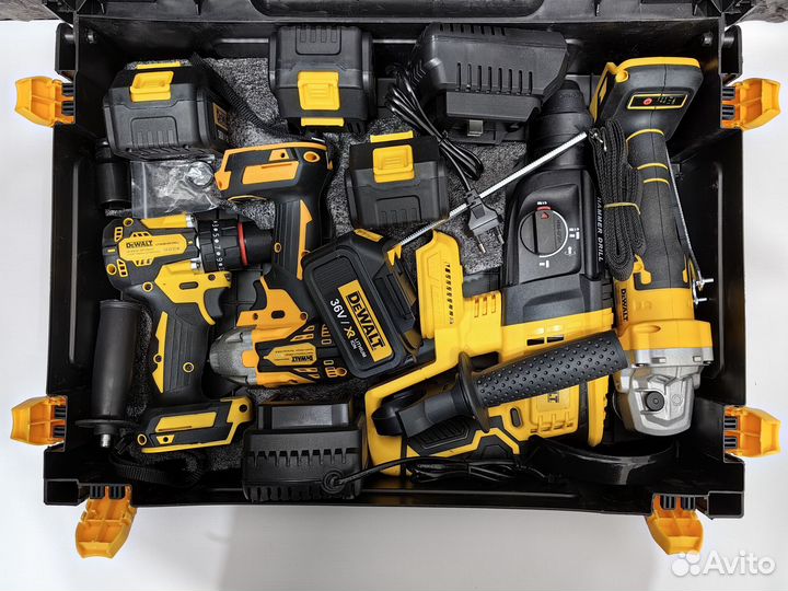 Набор dewalt ушм/гайковерт/шуруповерт/перфоратор