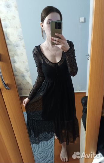 Платье женское длинное чёрное вечернее S 42