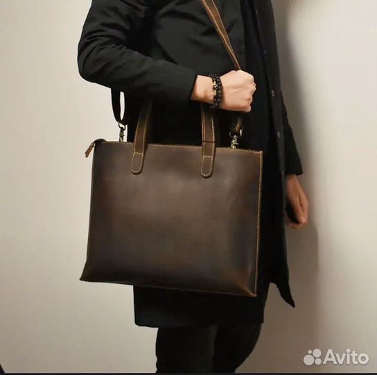 Мужская кожаная деловая сумка