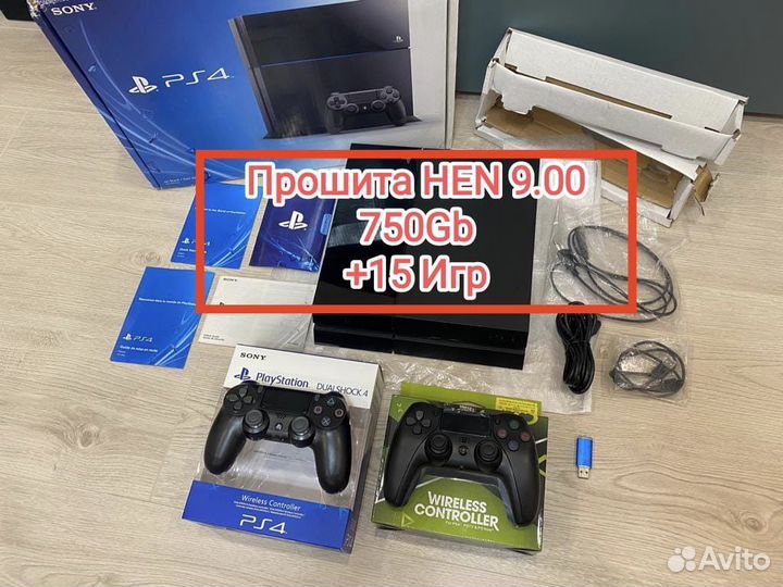 Sony PlayStation 4 прошитая 9.00 +2джоя +20игр
