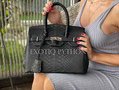 Женская классическая сумка из кожи питона