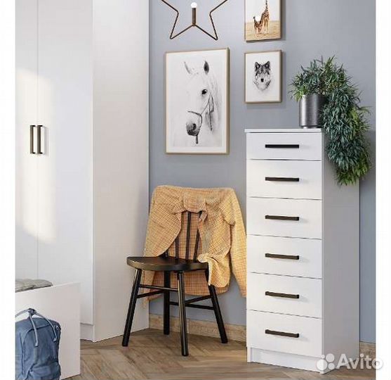 Комод высокий Фьюжн км-04 белый