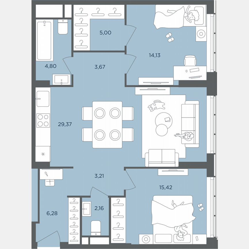 2-к. квартира, 84 м², 40/51 эт.