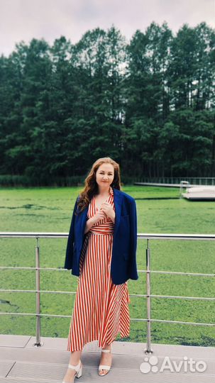 Платье макси сарафан хлопковое в полоску Zarina