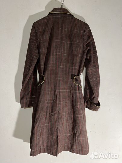 Хлопковый тренч в клетку Nation винтаж 44