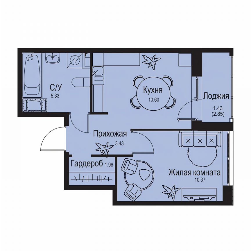 1-к. квартира, 33,1 м², 2/9 эт.