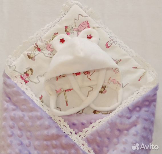 Конверт-одеяло+бант на резинке+ шапочка