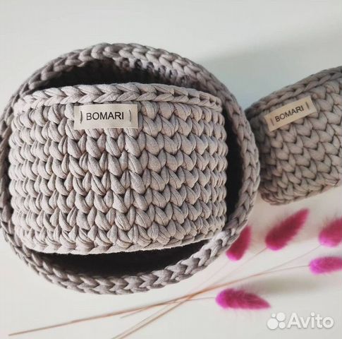 Вязаные корзины ручной работы