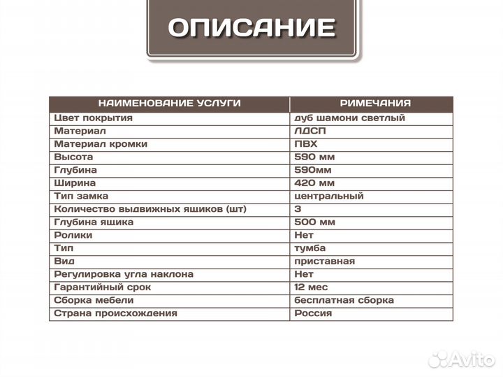 Тумба офисная приставная светлая новая