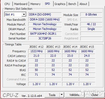 Оперативная память sodimm DDR4 Crucial 8x2