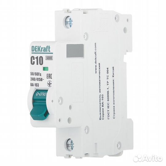 Автоматический выключатель BA-103 (12271DEK) 1P 10