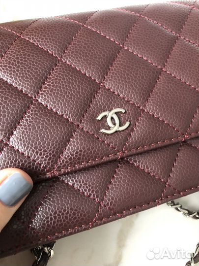 Chanel сумка кошелек vip gift винный оттенок