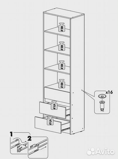Стеллаж Айден серый быстрая доставка