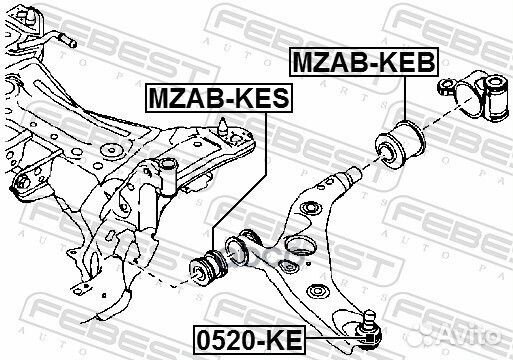 Сайлентблок задний переднего рычага mzabkeb Febest