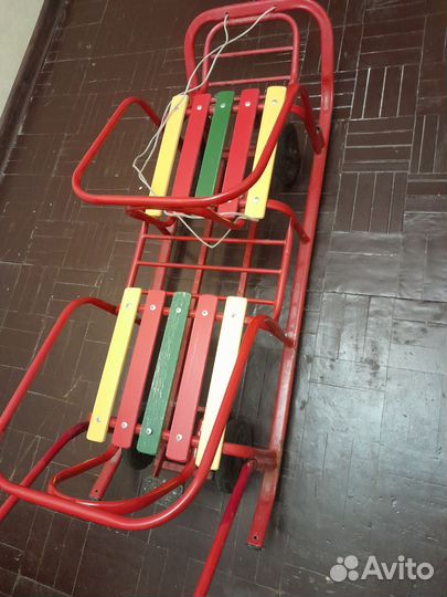 Детские санки с колесами для двойняшек