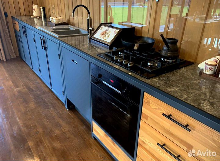 Кухня лофт из дерева и металла в стиле лофт