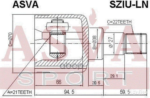 ШРУС внутренний 21x38x22 sziu-LN asva