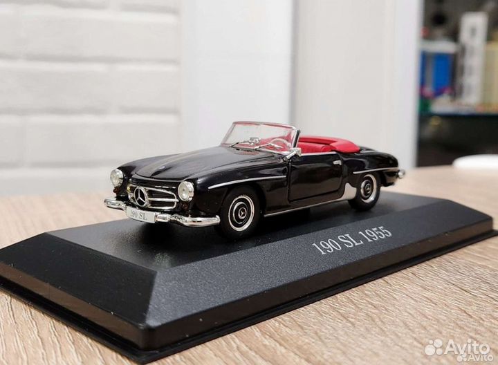 Mercedes 190 SL W121 Roadster black 1:43 Atlas