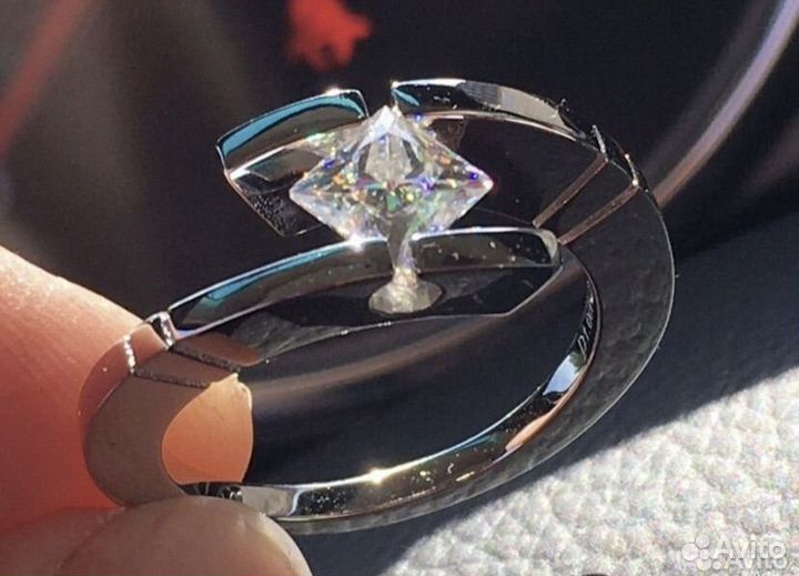 Кольцо принцесса 1ct бриллиант (муассанит) +достав