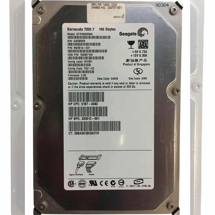 [333512-001] Жесткий Диск Hp 160gb Sata3.5" Hdd 333512-001