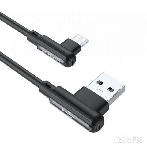 Кабель micro USB Borofone BX58 2.4A 1m угловой чер