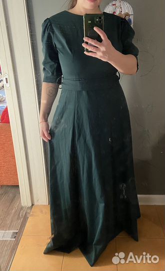 Темно-зеленое платье в пол 42 размер