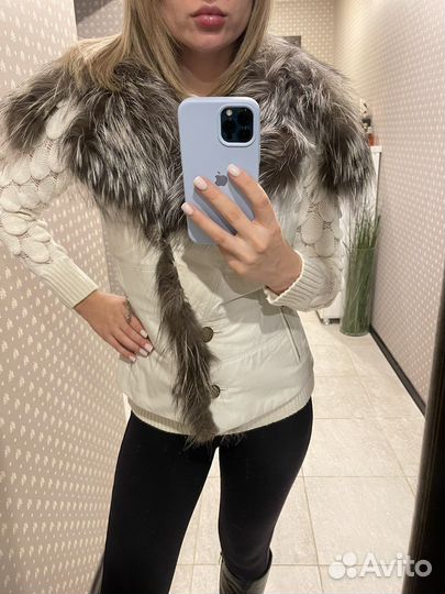 Кожаная жилетка с мехом