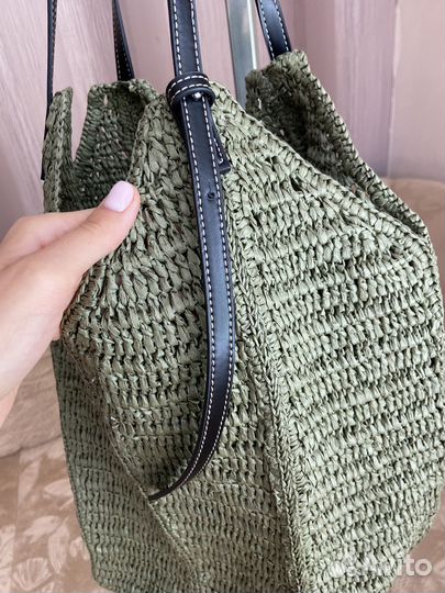 Женская Плетеная сумка zara/зара, летняя, шопер