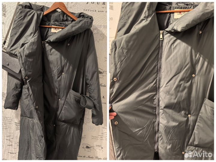 Пальто женское зимнее длинное графит 44-46-48