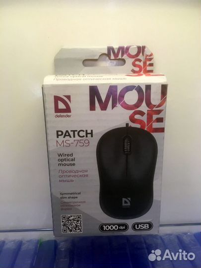 Мышь 1000DPI USB проводная Defender Patch MS-759 B