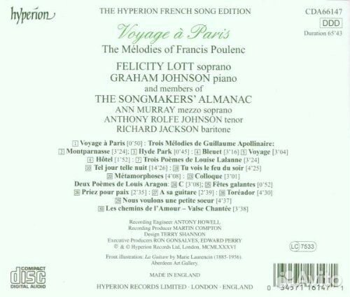 Francis Poulenc (1899-1963) - Lieder (1 CD)