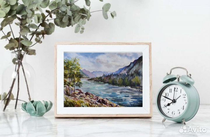 Картина акварелью Горный Алтай пейзаж