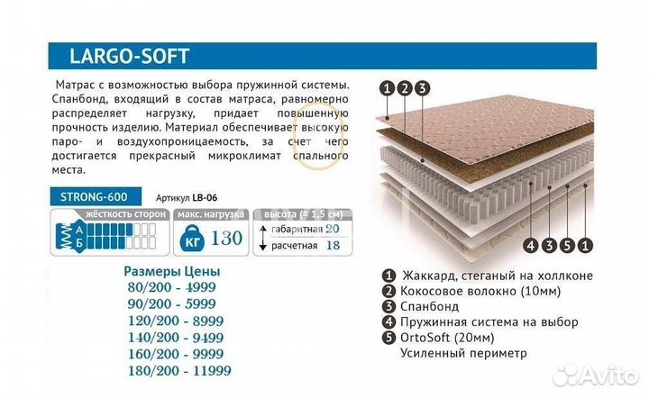 Матрас 90x200