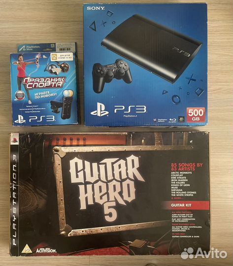 Игровая приставка PS 3 super slim Move Guitar Hero